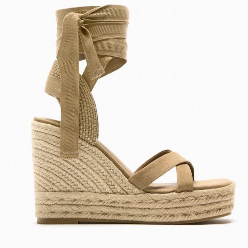 Zara Espadrille Platform‎ Lace Up Sandal Size 9